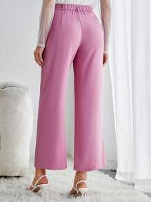 SHEIN Tall Slant Pocket Plicated Detail Suit Pants - Pink - View 2