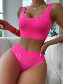 AltCore Nahtloses Unterwäsche-Set mit Sternendruck, BH- und Höschen-Set