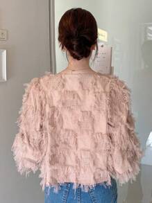 DAZY Chất rắn Nút phía trước 	
Fuzzy Áo khoác - Hồng - Xem 7