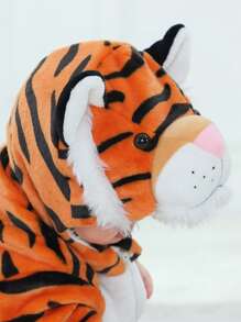 SHEIN Bebé niño Disfraz piel de tigre con estampado con bordado de dibujos animados con diseño de orejas 3D con capucha - Multicolor - Ver 6