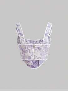 SHEIN MOD 印花前打結寬背帶上衣 - 彩色 - 查看 2