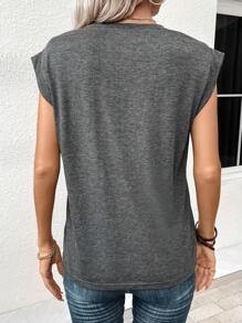 SHEIN LUNE Skull Print Batwing Sleeve Tee Graphic T Shirt