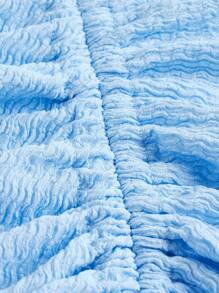 SHEIN MOD Đầm Bất đối xứng Dây kéo Xù Tách cao màu trơn Thanh lịch - Màu xanh nhạt - Xem 3