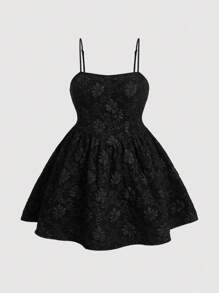 SHEIN MOD Vestido de tirantes unicolor - Negro - Ver 1