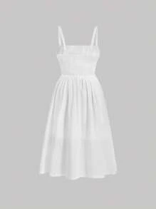 SHEIN MOD Vestido de tirantes pecho con fruncido - Blanco - Ver 2