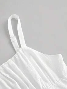 SHEIN MOD Vestido de tirantes pecho con fruncido - Blanco - Ver 4