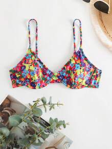 花卉印花钢圈比基尼上衣 夏季 - 彩色 - 查看 1
