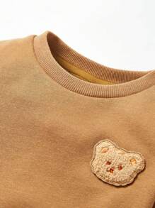 Cozy Pixies 男嬰熊貼布套頭衫和運動褲 - 駝色 - 查看 4