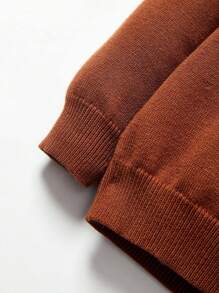 男嬰條紋圖案和菱形印花拼接領套頭毛衣 - 咖啡棕 - 查看 6