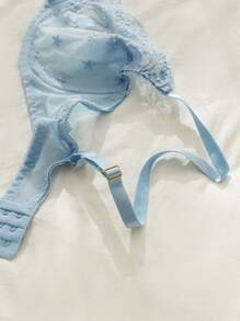 SHEIN Lencería De Sujetador Con Aros Y Encaje Floral - Azul - Ver 4