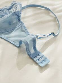 SHEIN Lencería De Sujetador Con Aros Y Encaje Floral - Azul - Ver 5