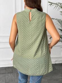 Franclia Plus Keyhole Neckline Asymmetrical Hem Blouse - Multicolor - View 3