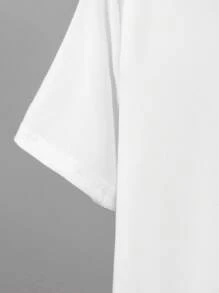 SHEIN 男大童圓領卡通圖案短袖T恤和短褲套裝 - 藍白色 - 查看 8