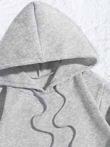 SHEIN EZwear 袋鼠口袋连帽衫，长袖上衣