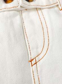 Baby Boy Button Detail Straight Leg Jeans - White - View 5