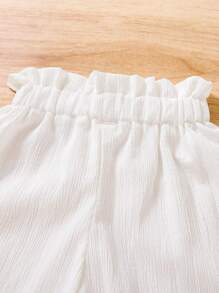 SHEIN Vintaside Kids Baby Girls' Casual & Elegant Wide-Leg Pants With Bowknot, Suitable - White - View 6