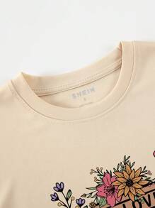 SHEIN LUNE In Sách Áo thun - Màu be - Xem 5