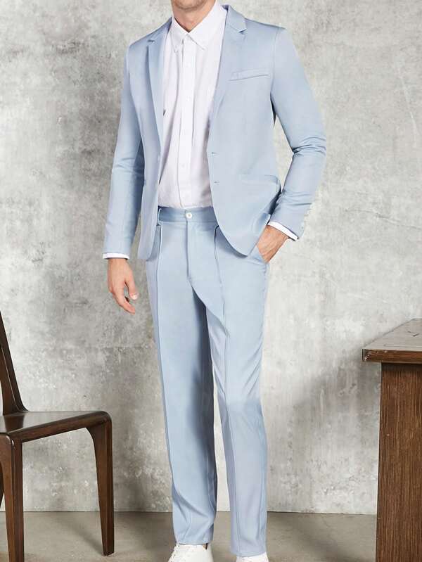 Manfinity Bizwear Men Solid Blazer & Suit Pants Set Without Shirt