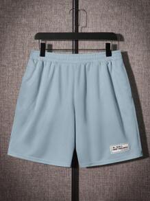 Manfinity VCAY Hombres Shorts con camiseta con parche de letra - Celeste - Ver 6