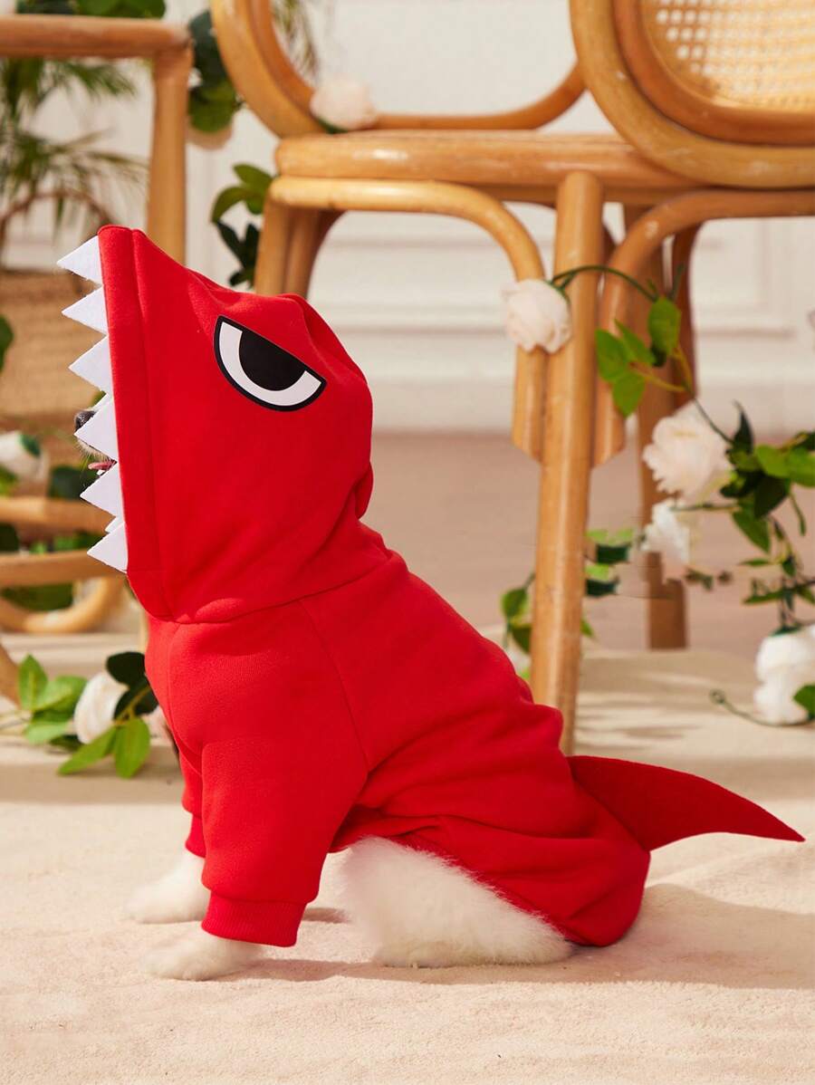 PETSIN 1 Miếng Thú cưng Hóa trang Cá mập Hoodie - Đỏ - Xem 1