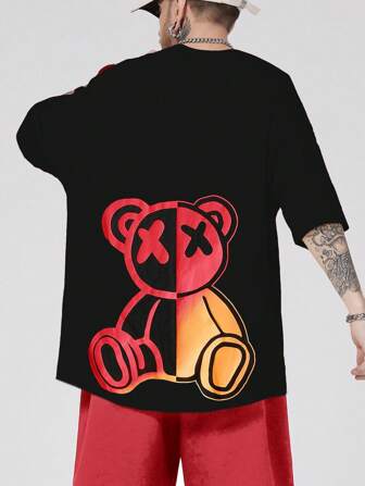 Hombres Shorts con camiseta con estampado de oso