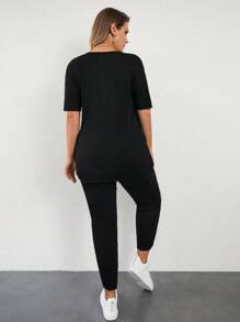 EURMUSE Plus Solid Tee & Trousers - Black - View 2