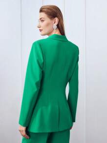 MOTF PREMIUM 褶皺圍裹西裝外套 - 綠色 - 查看 9