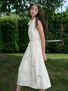 DAZY Floral Print Halter Dress - Beige - View 2