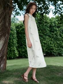 DAZY Floral Print Halter Dress - Beige - View 4