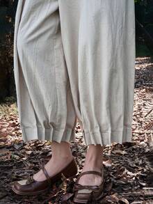 DAZY 素色荷葉邊長褲 - 白色 - 查看 7