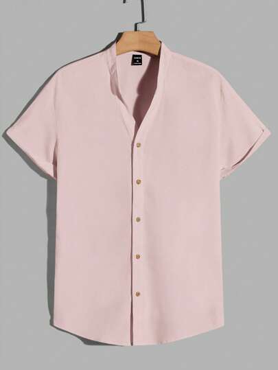 Manfinity BRENVOR 男士素色前紐扣襯衫