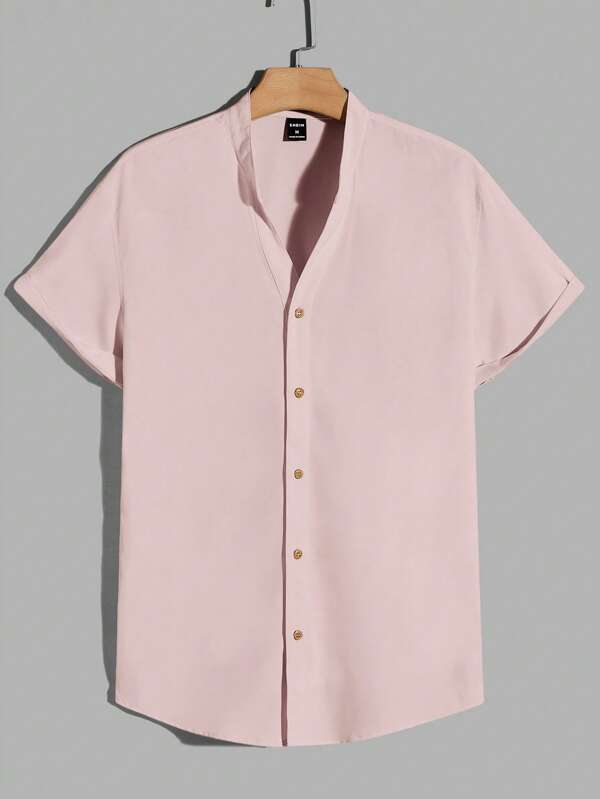 Manfinity BRENVOR 男士素色前紐扣襯衫