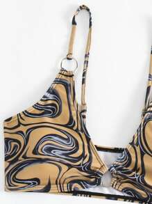 全印花環連比基尼套裝 - 杏色 - 查看 5