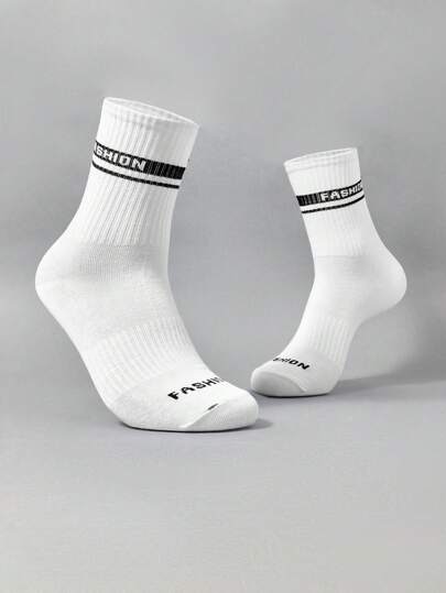 Academia 1pair Guys Letter Graphic Crew Socks
