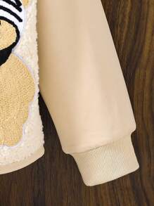 SHEIN Tween Girl Bear Patched Detail Vest & 3D Ear Design Hooded Sweatshirt - Beige - View 6