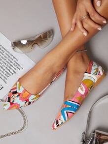 Closed Toe Slip On Ballet Flats - Multicolor - View 1