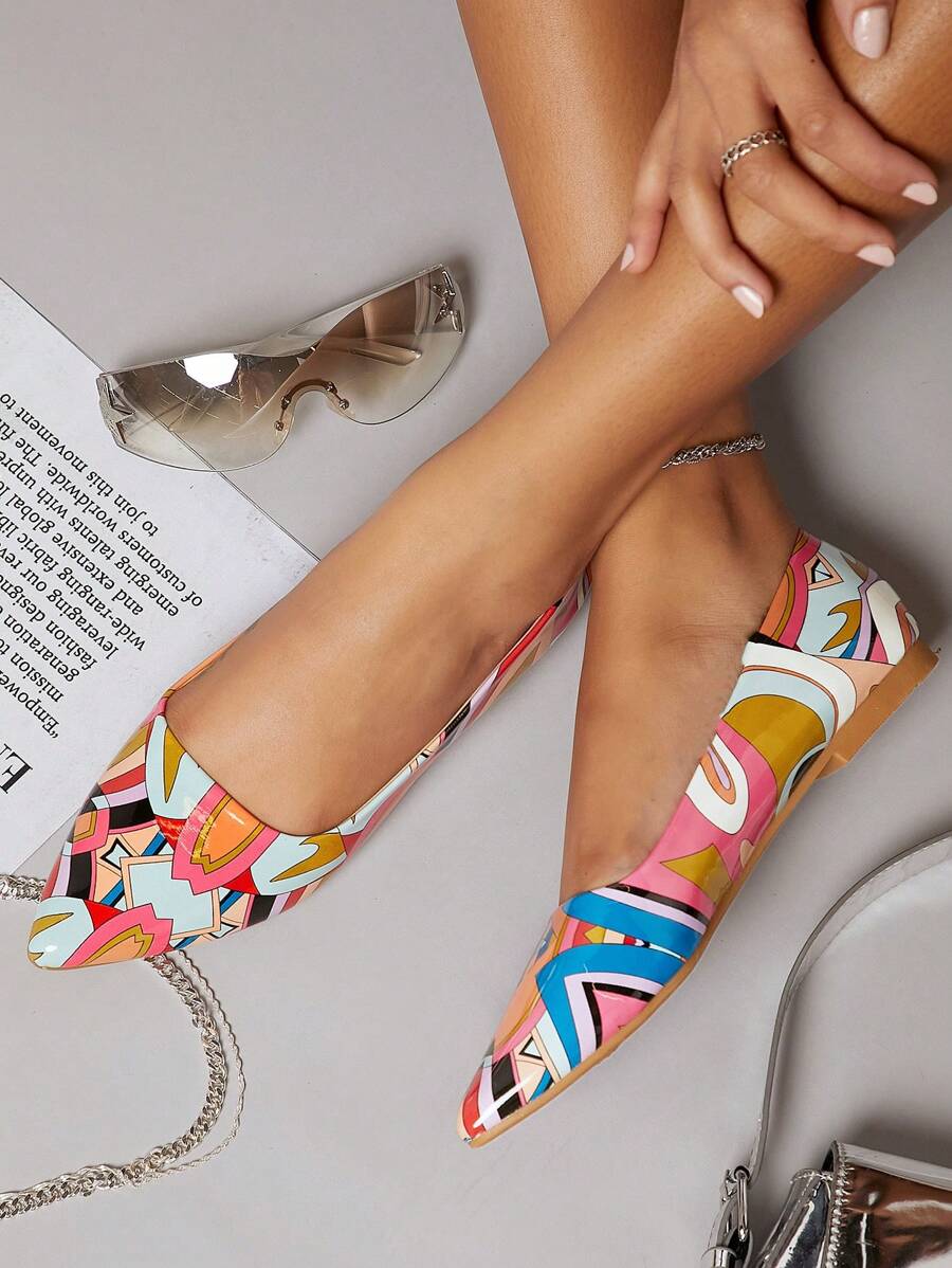 Closed Toe Slip On Ballet Flats - Multicolor - View 1