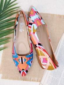 Closed Toe Slip On Ballet Flats - Multicolor - View 2