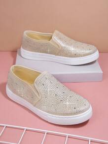 極簡風格一腳蹬運動鞋 - 香檳色 - 查看 2