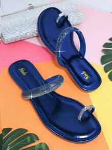 Đồ trang trí Rhinestone Dép thông - Màu xanh hải quân - Xem 4