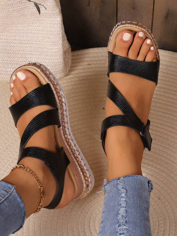 Women's Buckle Strap Wedge Heel Sandals Plus Size, 2023 European And American New Summer Fashion