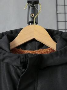 SHEIN Teenager Junge 1 Stück Mantel mit Kapuze, Buchstaben Grafik, Farbblock, Reißverschluss, Thermal Futter, - Verschiedenfarbig - Übersicht 5