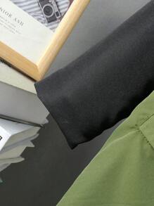 SHEIN Teenager Junge 1 Stück Mantel mit Kapuze, Buchstaben Grafik, Farbblock, Reißverschluss, Thermal Futter, - Verschiedenfarbig - Übersicht 6