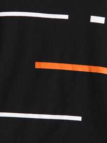 SHEIN Young Boys' 2pcs Elastic Knit Round Neck Striped Printed Short Sleeve T-Shirt And Sports Shorts, Dailylife Casual Wear, Summer - Multicolor - View 4