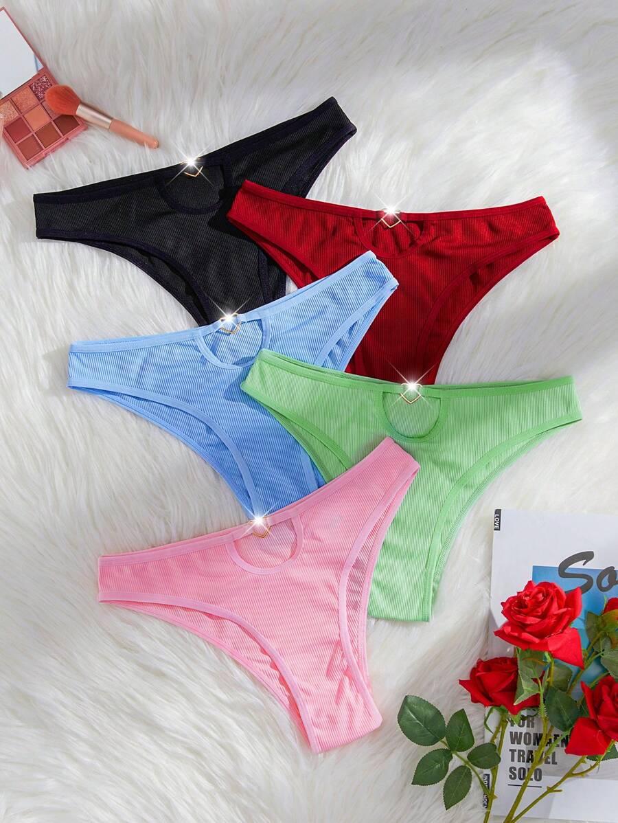 5件心环相连內褲 - 彩色 - 查看 1