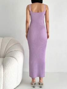 EURMUSE 鏈條細節條紋針織吊帶毛衣洋裝 - 紫丁香色 - 查看 2