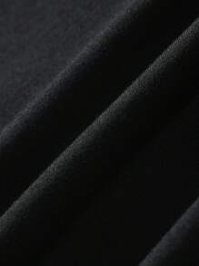 男士标语印花圆领短袖休闲宽松常规T恤 - 黑色 - 查看 4