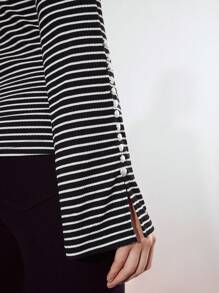 MOTF PREMIUM STRIPED BELL SLEEVE T-SHIRT - Black - View 3