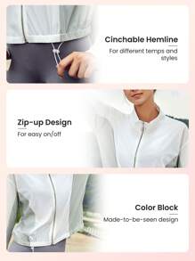 Easithlete Zip Up Drawstring Hem Sports Jacket