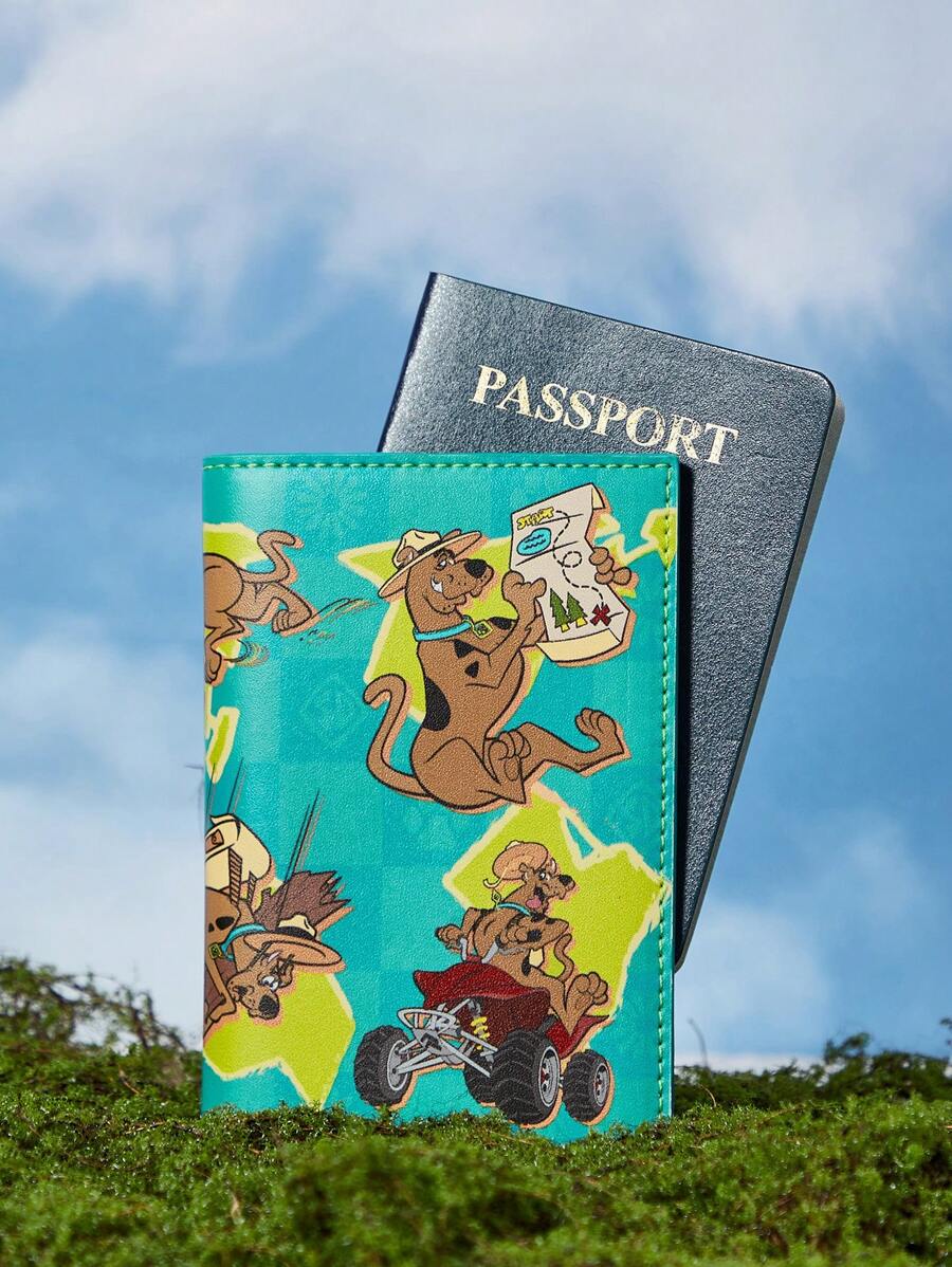 SCOOBY-DOO X SHEIN 1pc Cartoon Dog Pattern Pu Passport Holder, Fits Passport & Boarding Pass, 2 Card Slots, Suitable For Men, Women, Teens, Travel - Multicolor - View 1
